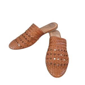 Anthropologie Salt & Umber Tan/Brown Woven Leather Mule Sandals Size 6